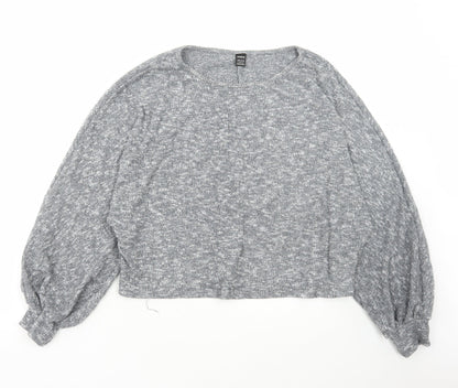 SheIn Womens Grey Scoop Neck Polyester Pullover Jumper Size L