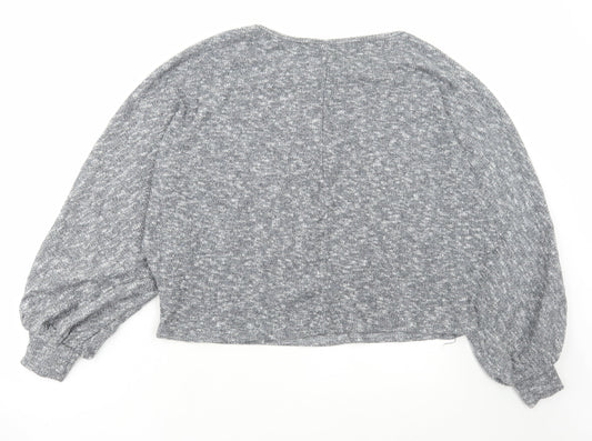 SheIn Womens Grey Scoop Neck Polyester Pullover Jumper Size L
