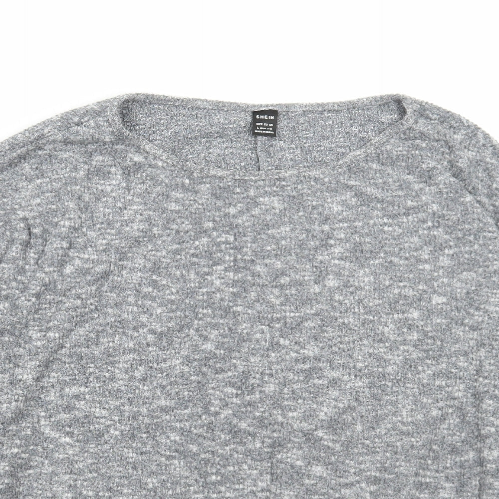 SheIn Womens Grey Scoop Neck Polyester Pullover Jumper Size L