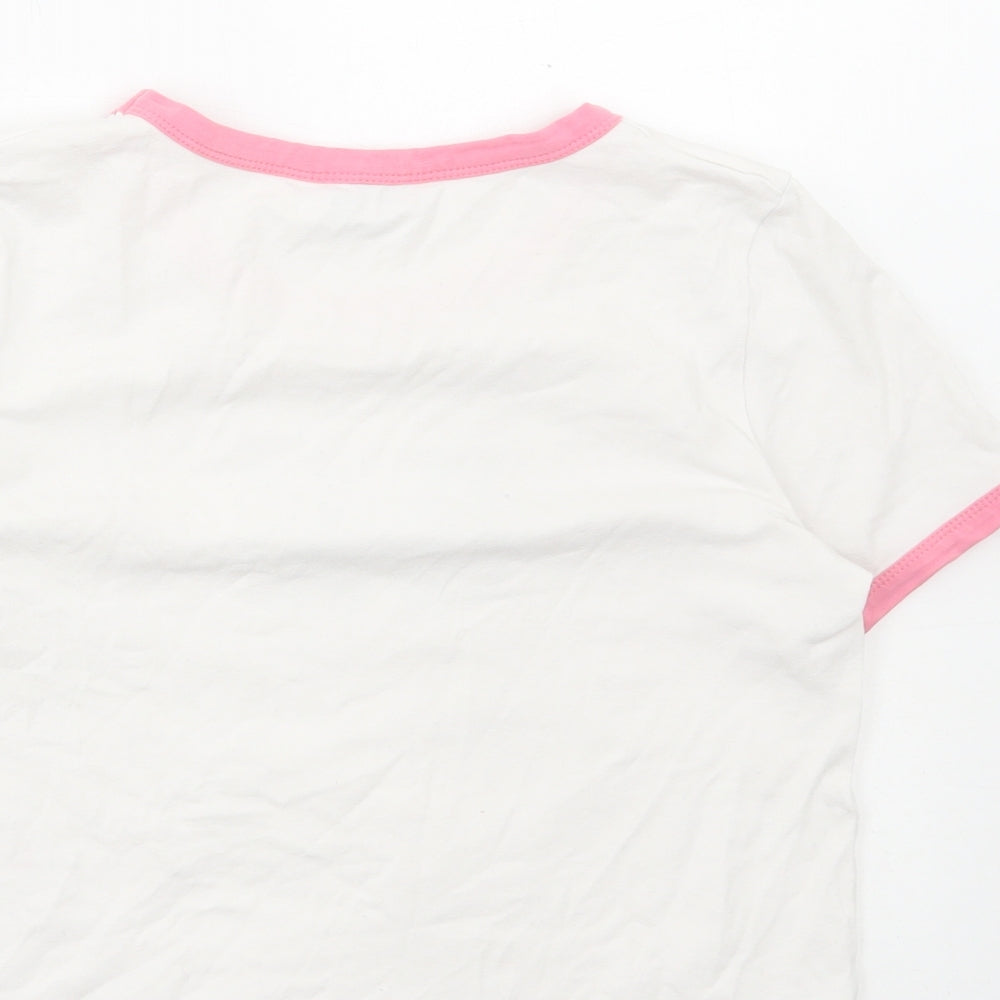 Primark Womens White Cotton Cropped T-Shirt Size M Round Neck - Self Love