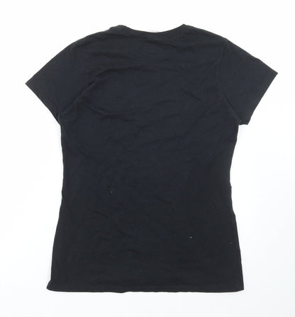 Port & Company Womens Black Cotton Basic T-Shirt Size S Round Neck - Stranger Things