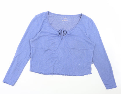 Primark Womens Blue V-Neck Viscose Pullover Jumper Size L - Lounge