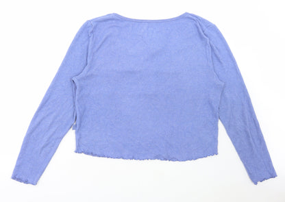 Primark Womens Blue V-Neck Viscose Pullover Jumper Size L - Lounge