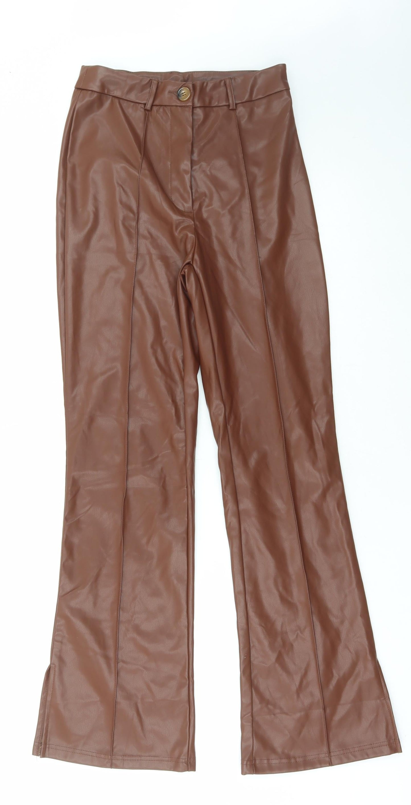 SheIn Womens Brown Polyester Trousers Size XS L29 in Regular Zip