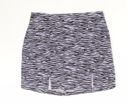 Pull Womens Purple Animal Print Viscose Mini Skirt Size M Zip
