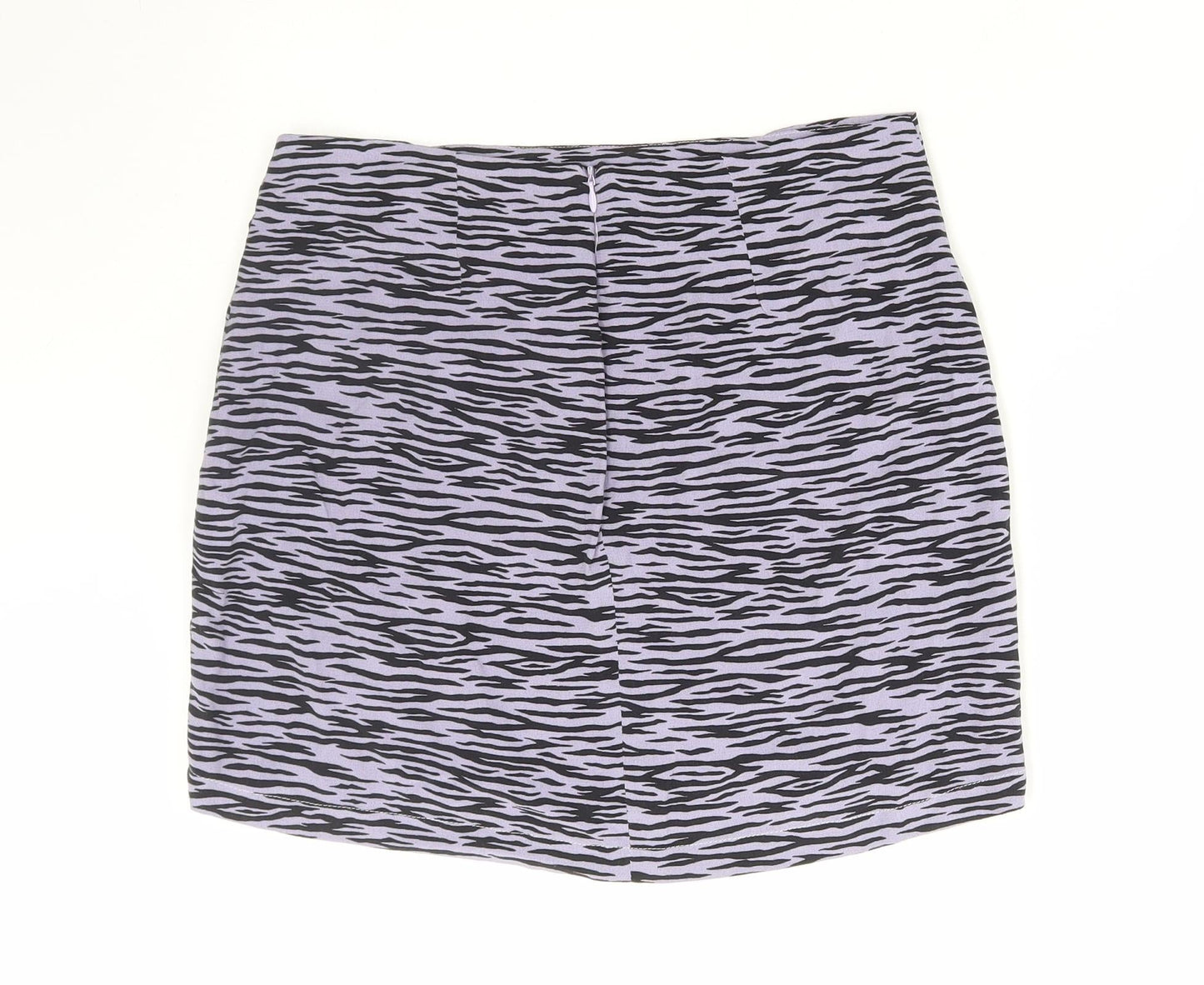 Pull Womens Purple Animal Print Viscose Mini Skirt Size M Zip