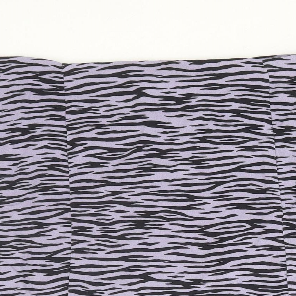 Pull Womens Purple Animal Print Viscose Mini Skirt Size M Zip