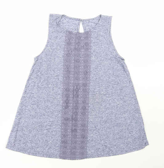 F&F Womens Blue Polyester Basic Tank Size 12 Round Neck