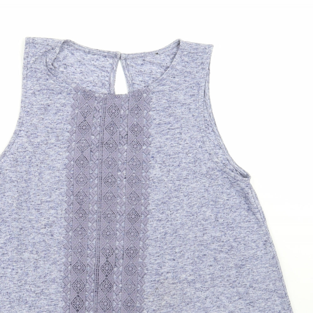 F&F Womens Blue Polyester Basic Tank Size 12 Round Neck