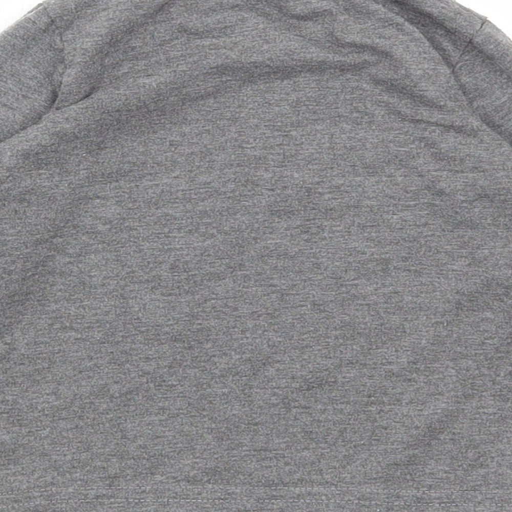 Preworn Boys Grey Cotton Basic T-Shirt Size 12 Months Round Neck Button - Small gang
