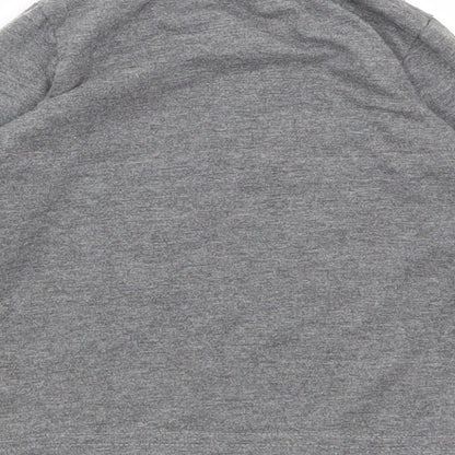 Preworn Boys Grey Cotton Basic T-Shirt Size 12 Months Round Neck Button - Small gang