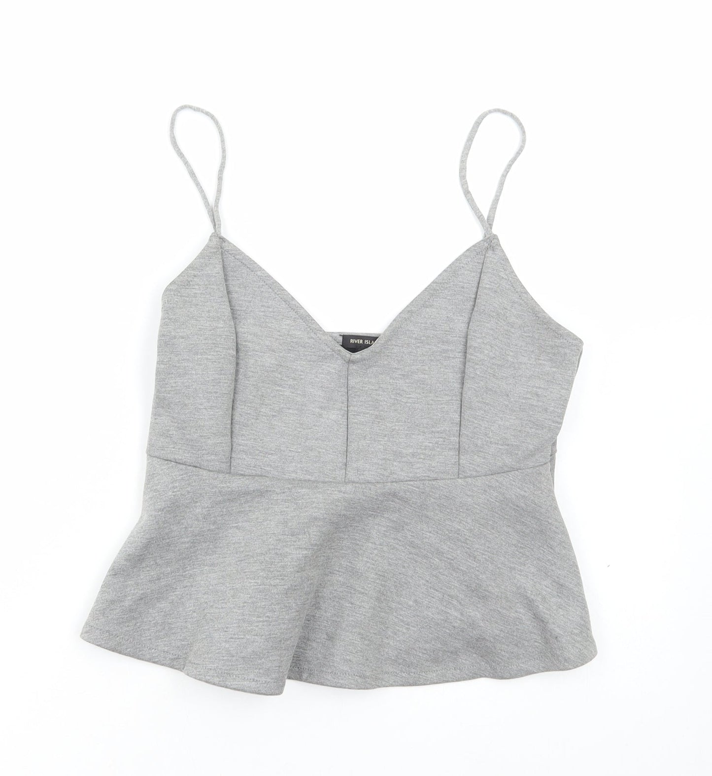 Womens UK Size 12 River Island Grey Cropped T-Shirt