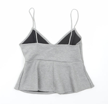 Womens UK Size 12 River Island Grey Cropped T-Shirt