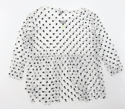 Primark Womens White Polka Dot Polyester Basic Blouse Size M Round Neck