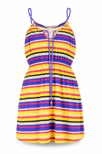 Ocean Club Womens Multicoloured Striped Cotton A-Line Size 12 Scoop Neck Tie