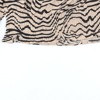 Womens UK Size 10 PRETTYLITTLETHING Brown Cropped Blouse