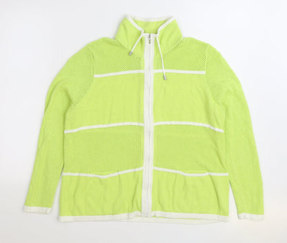 Chicos Womens Green High Neck 100% Cotton Full Zip Jumper Size M