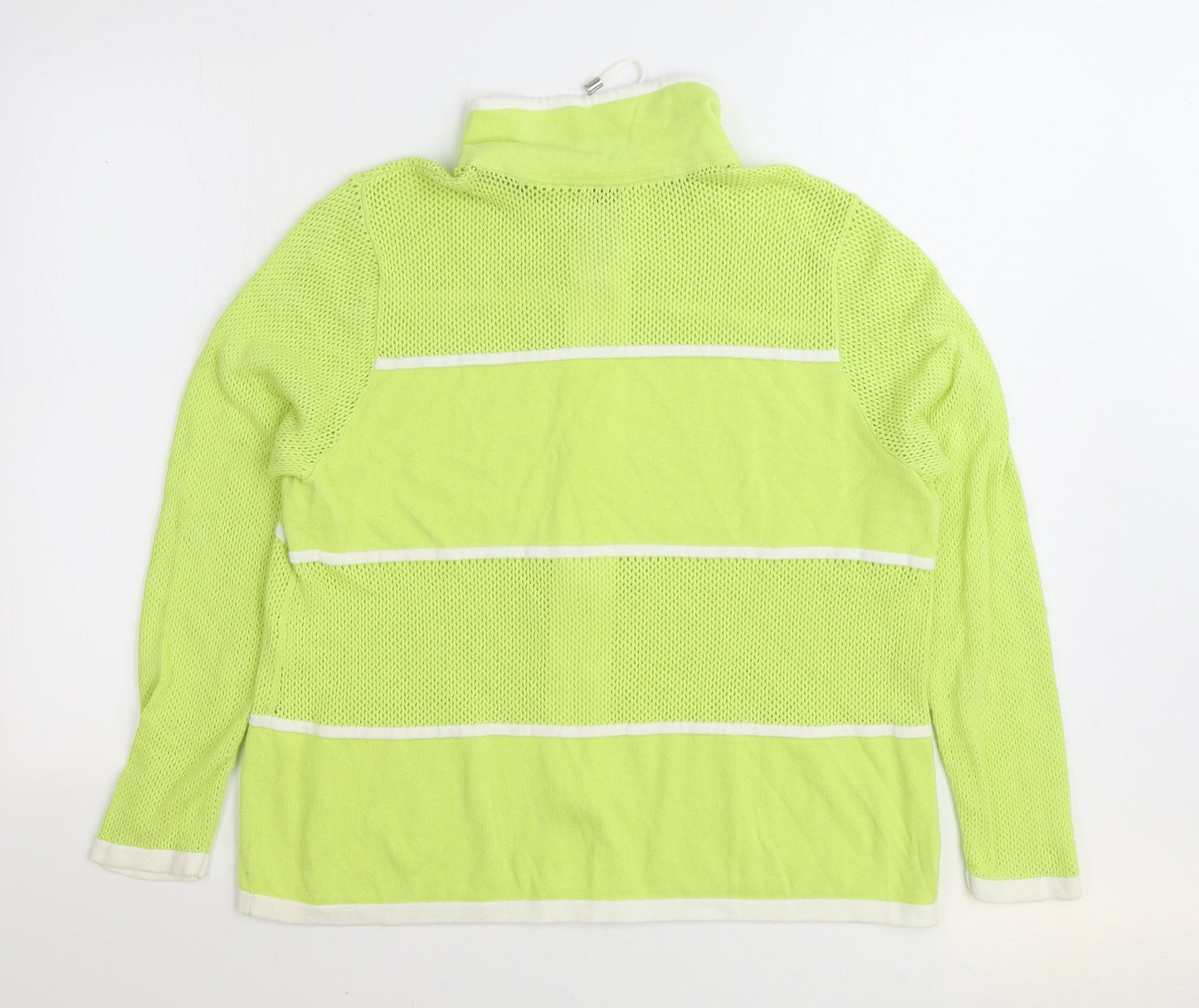 Chicos Womens Green High Neck 100% Cotton Full Zip Jumper Size M