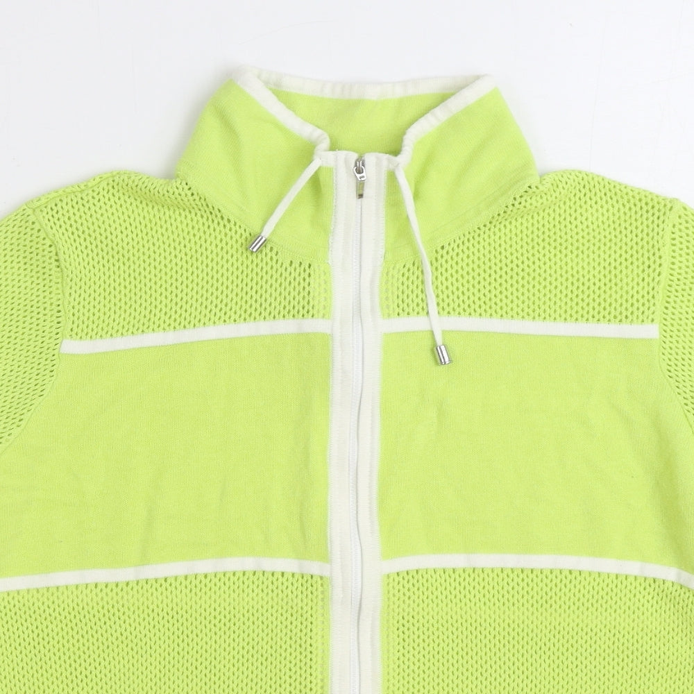 Chicos Womens Green High Neck 100% Cotton Full Zip Jumper Size M