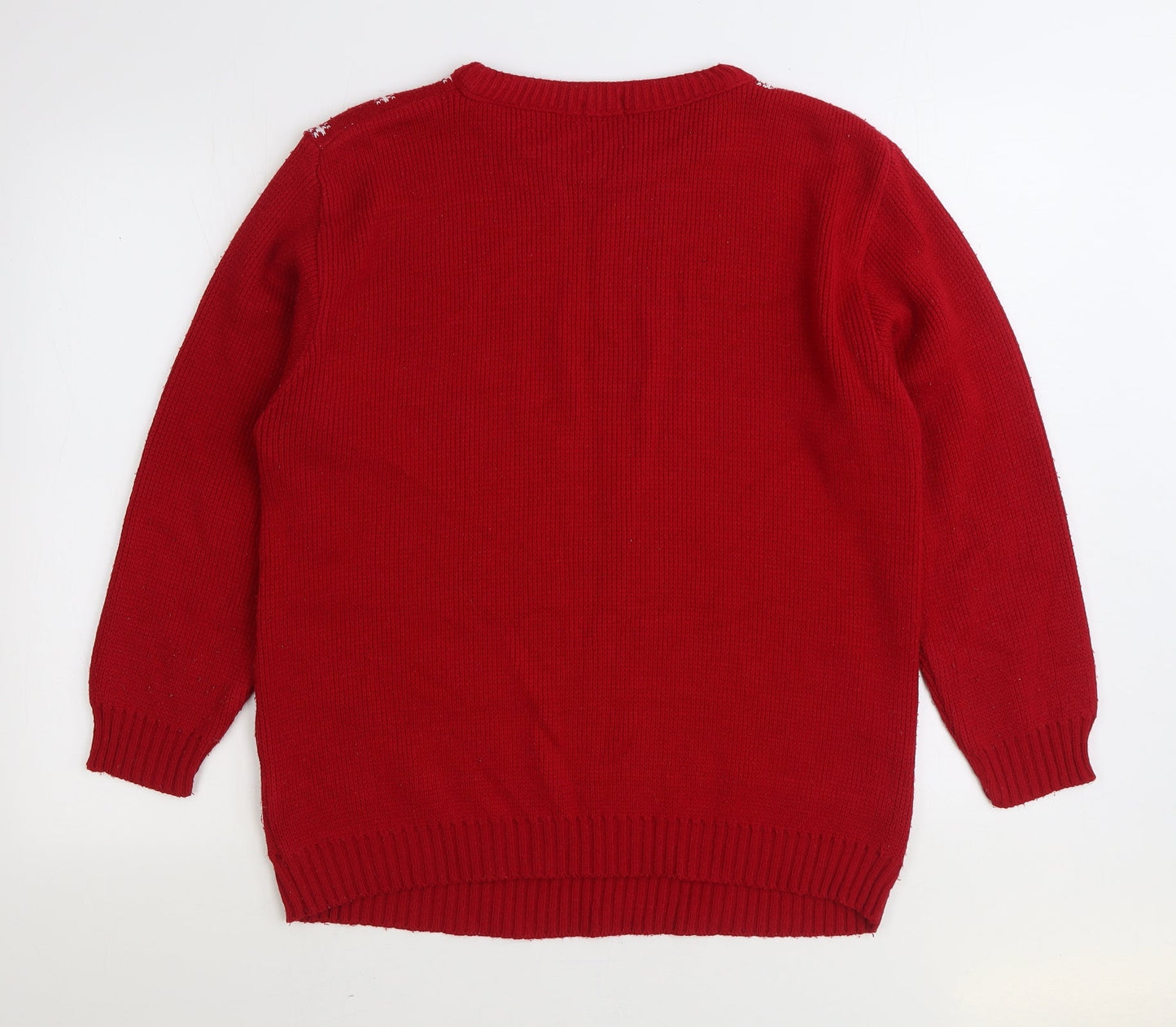 Ryan Mens Red Round Neck Acrylic Pullover Jumper Size M - Christmas Santa