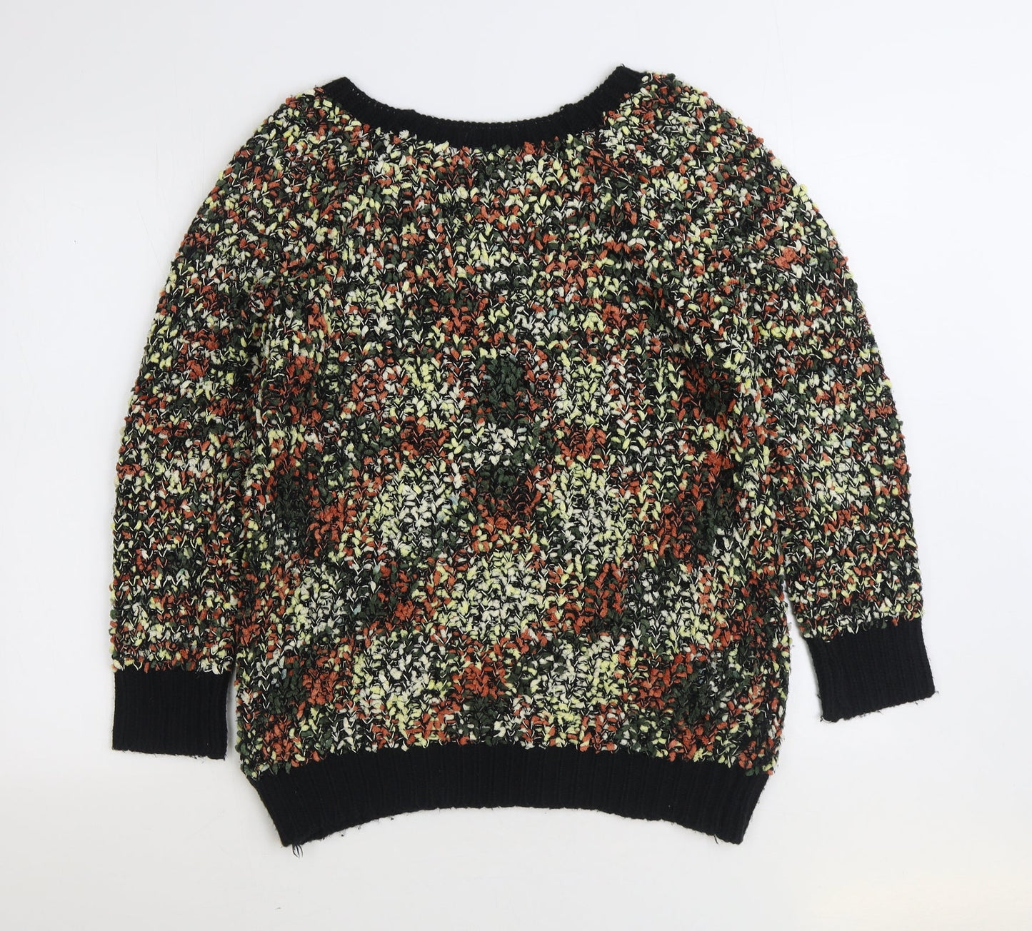La Femme Womens Multicoloured Boat Neck Geometric Polyester Pullover Jumper Size M