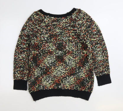 La Femme Womens Multicoloured Boat Neck Geometric Polyester Pullover Jumper Size M