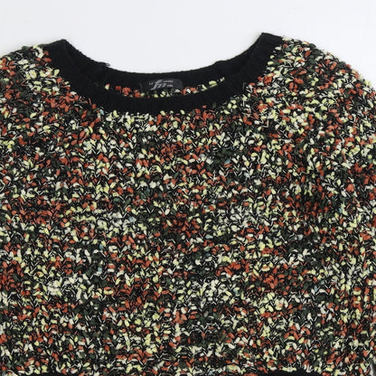 La Femme Womens Multicoloured Boat Neck Geometric Polyester Pullover Jumper Size M