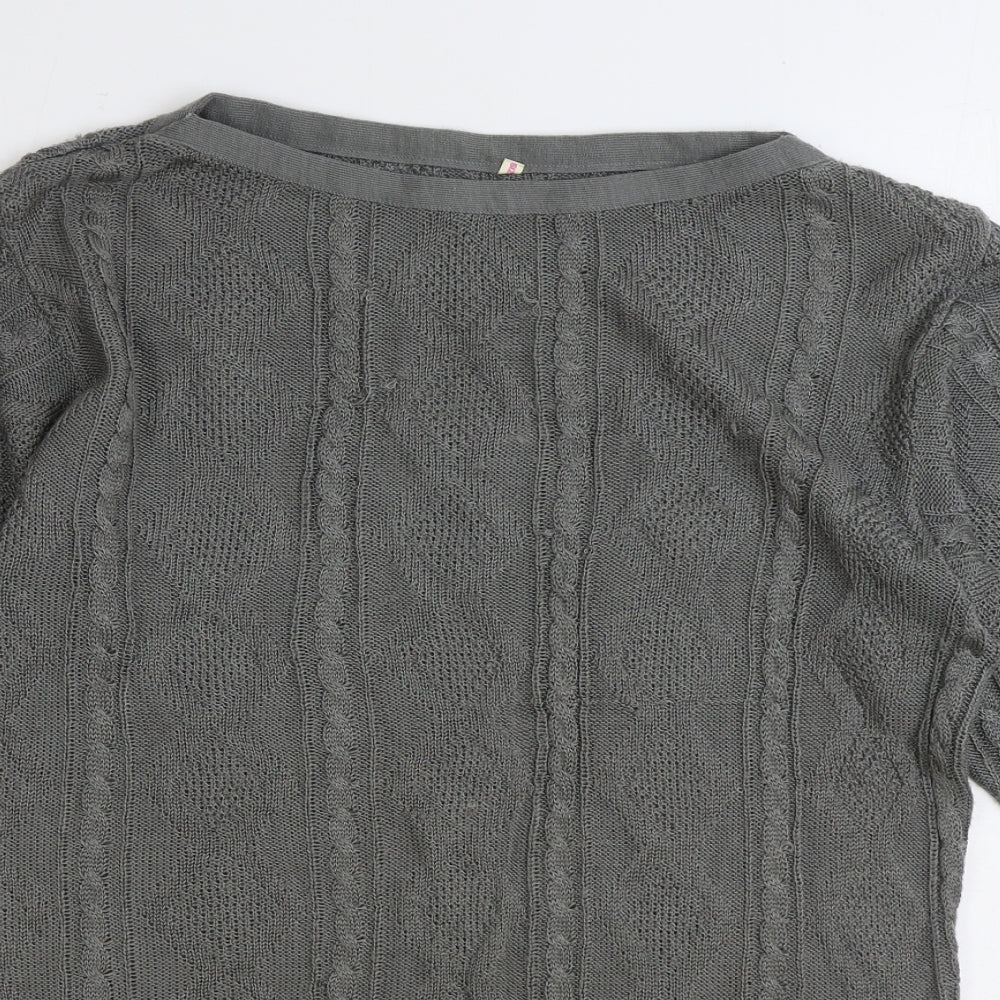 Womens UK Size One Size Preworn Grey Pullover Jumper