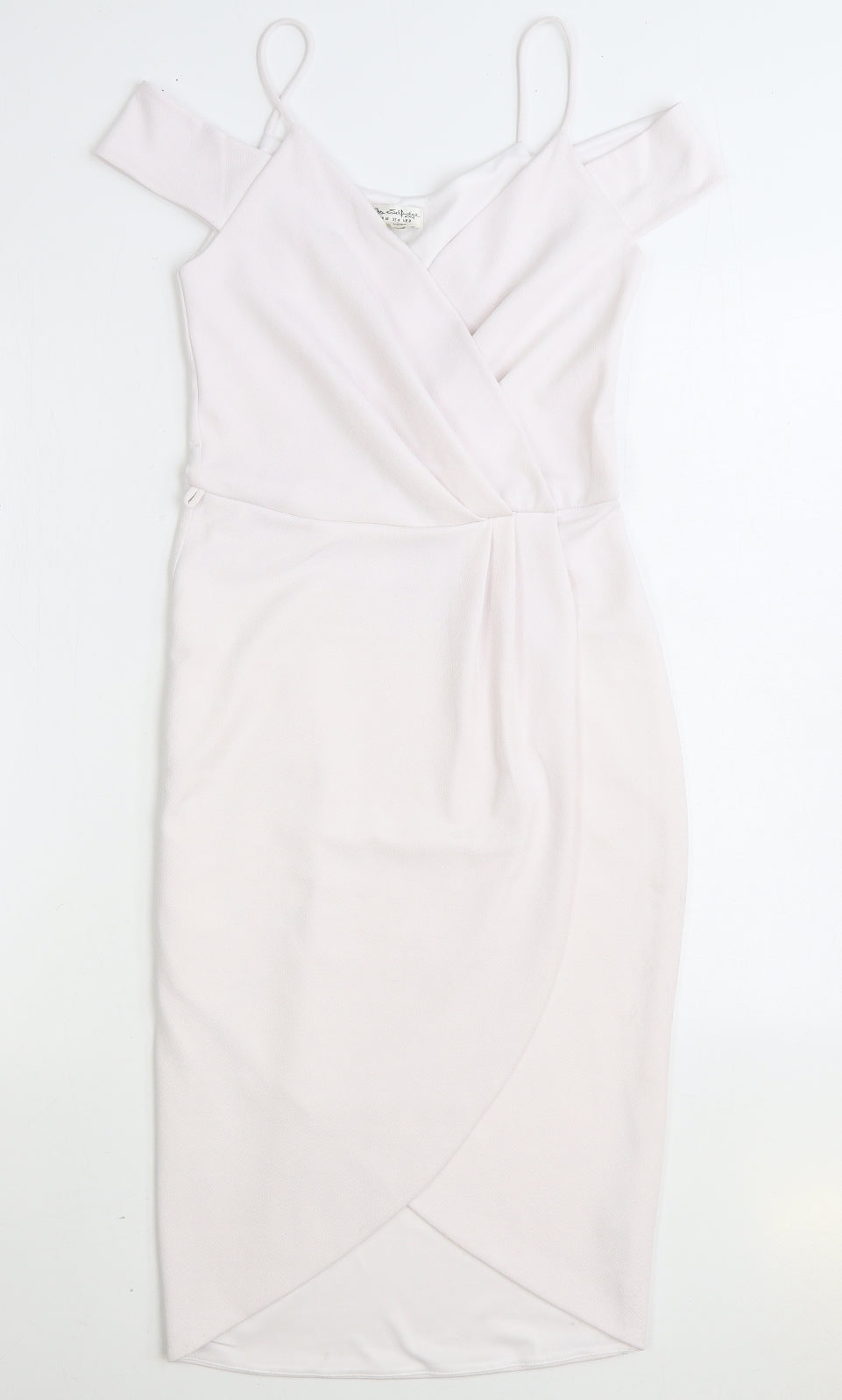 Miss Selfridge Womens White Polyester Pencil Dress Size 8 V-Neck Pullover