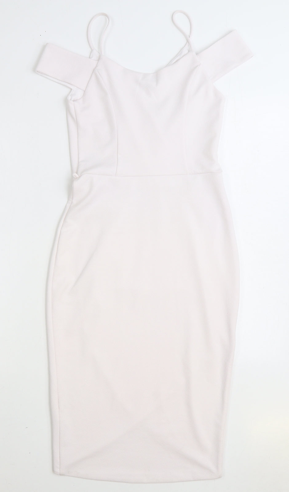 Miss Selfridge Womens White Polyester Pencil Dress Size 8 V-Neck Pullover