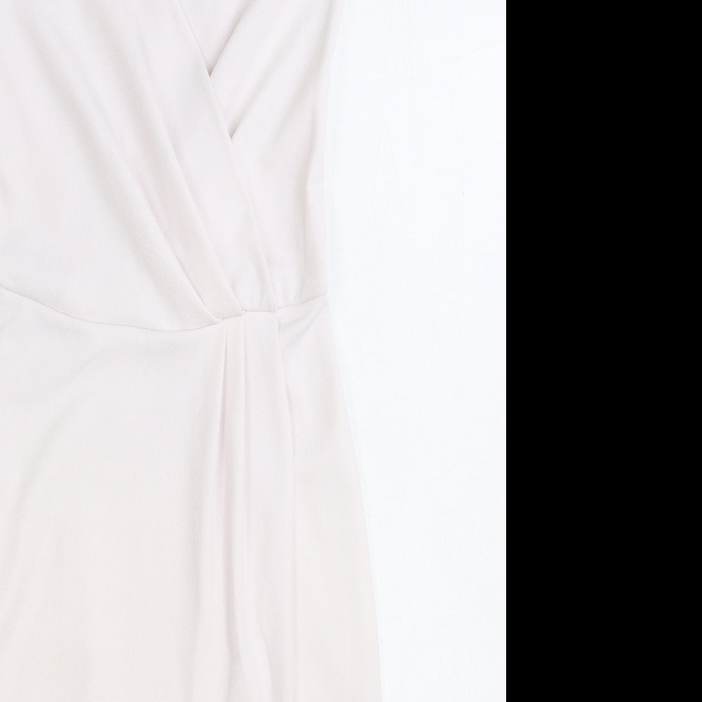 Miss Selfridge Womens White Polyester Pencil Dress Size 8 V-Neck Pullover