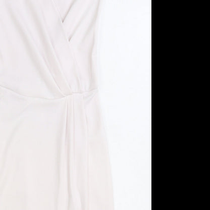 Miss Selfridge Womens White Polyester Pencil Dress Size 8 V-Neck Pullover