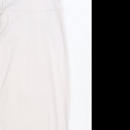 Miss Selfridge Womens White Polyester Pencil Dress Size 8 V-Neck Pullover