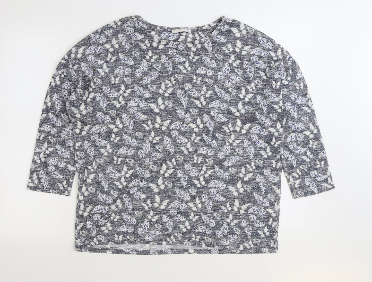 TU Womens Blue Geometric Polyester Pullover Sweatshirt Size 14 Pullover - Butterfly