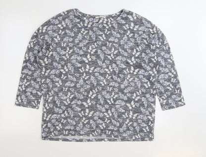 TU Womens Blue Geometric Polyester Pullover Sweatshirt Size 14 Pullover - Butterfly