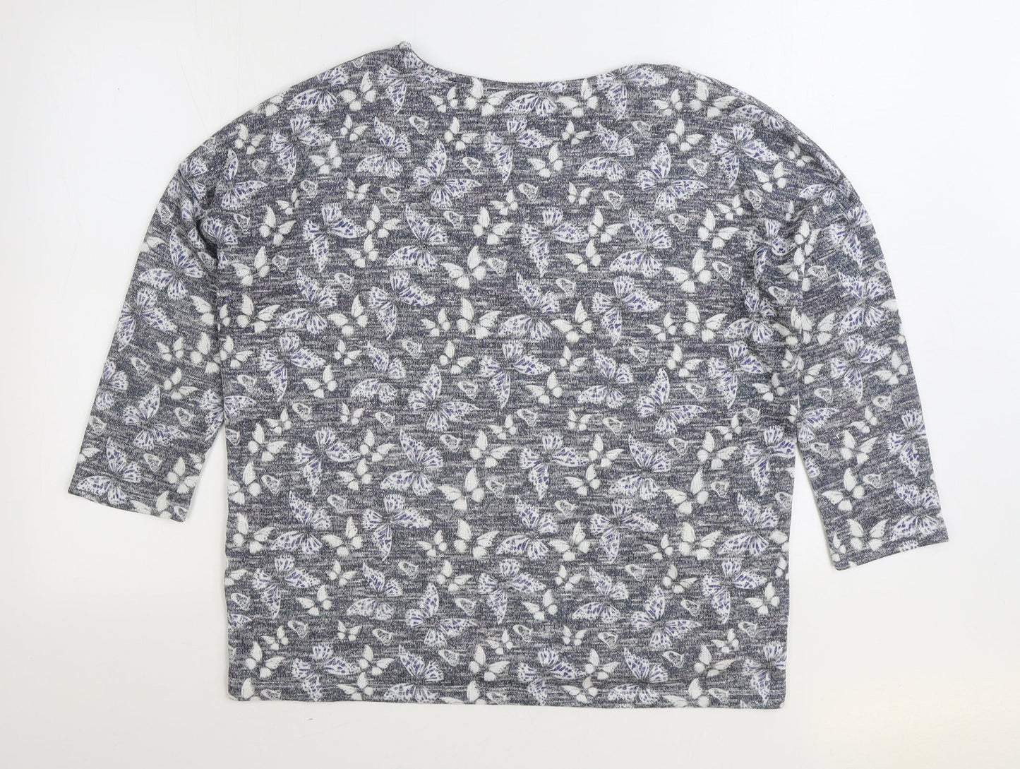 TU Womens Blue Geometric Polyester Pullover Sweatshirt Size 14 Pullover - Butterfly