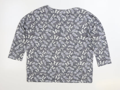 TU Womens Blue Geometric Polyester Pullover Sweatshirt Size 14 Pullover - Butterfly