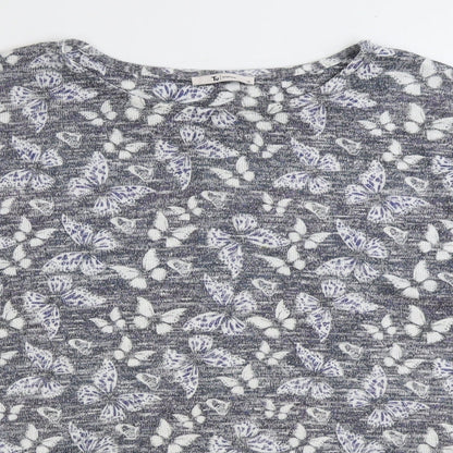 TU Womens Blue Geometric Polyester Pullover Sweatshirt Size 14 Pullover - Butterfly