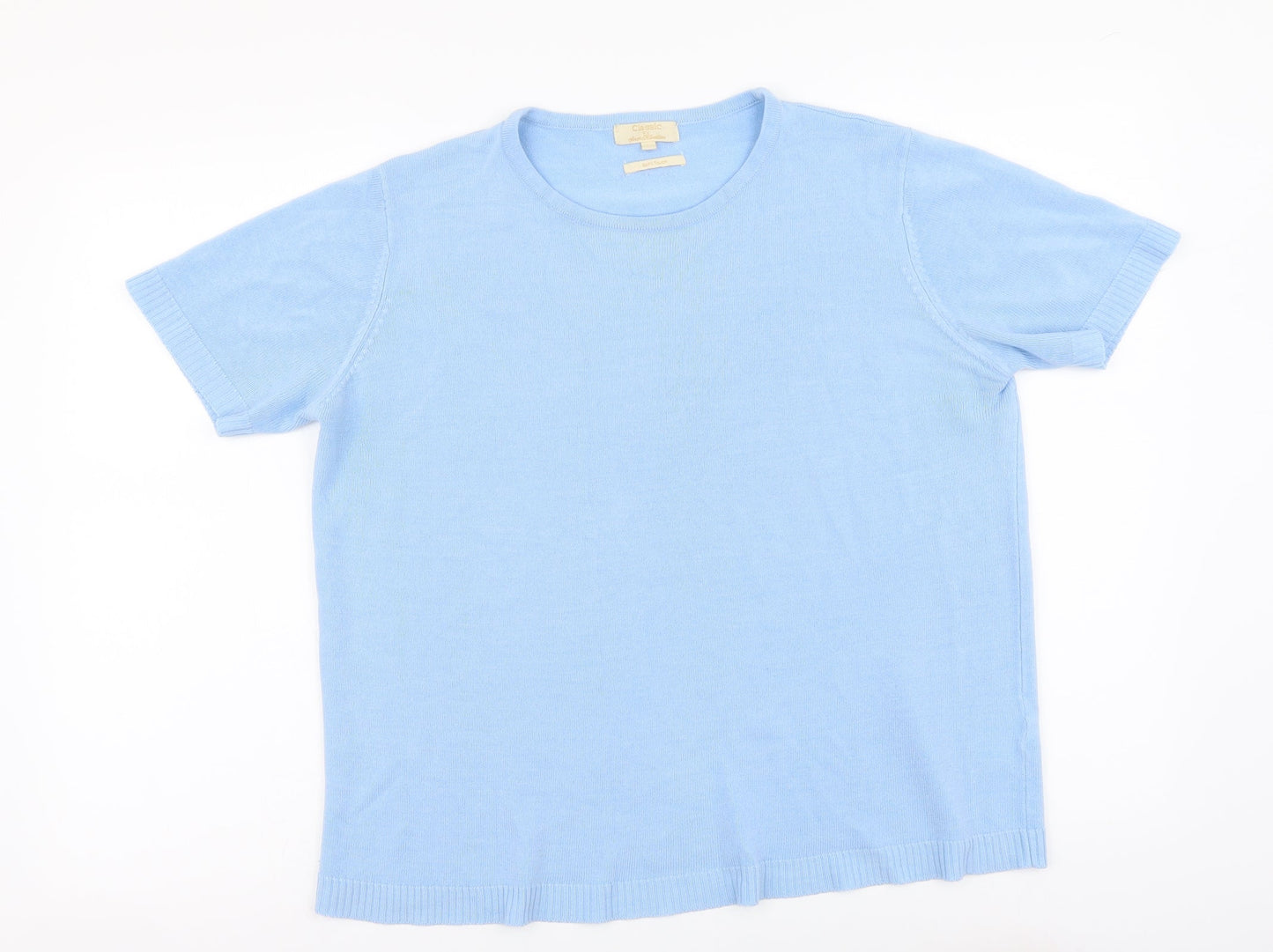 Classic Womens Blue Round Neck Acrylic Pullover Jumper Size L