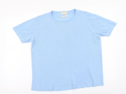 Classic Womens Blue Round Neck Acrylic Pullover Jumper Size L