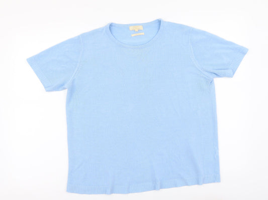 Classic Womens Blue Round Neck Acrylic Pullover Jumper Size L