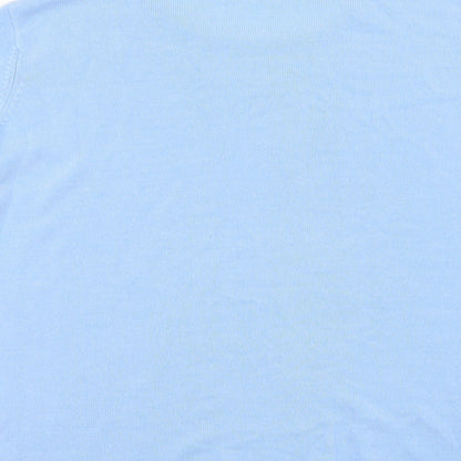 Classic Womens Blue Round Neck Acrylic Pullover Jumper Size L