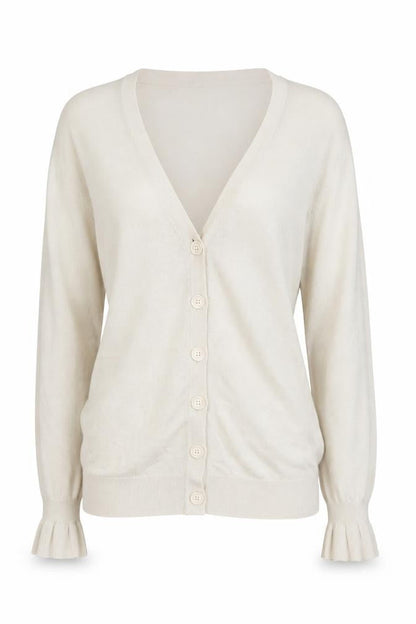 Very Womens Beige V-Neck Acrylic Cardigan Jumper Size L