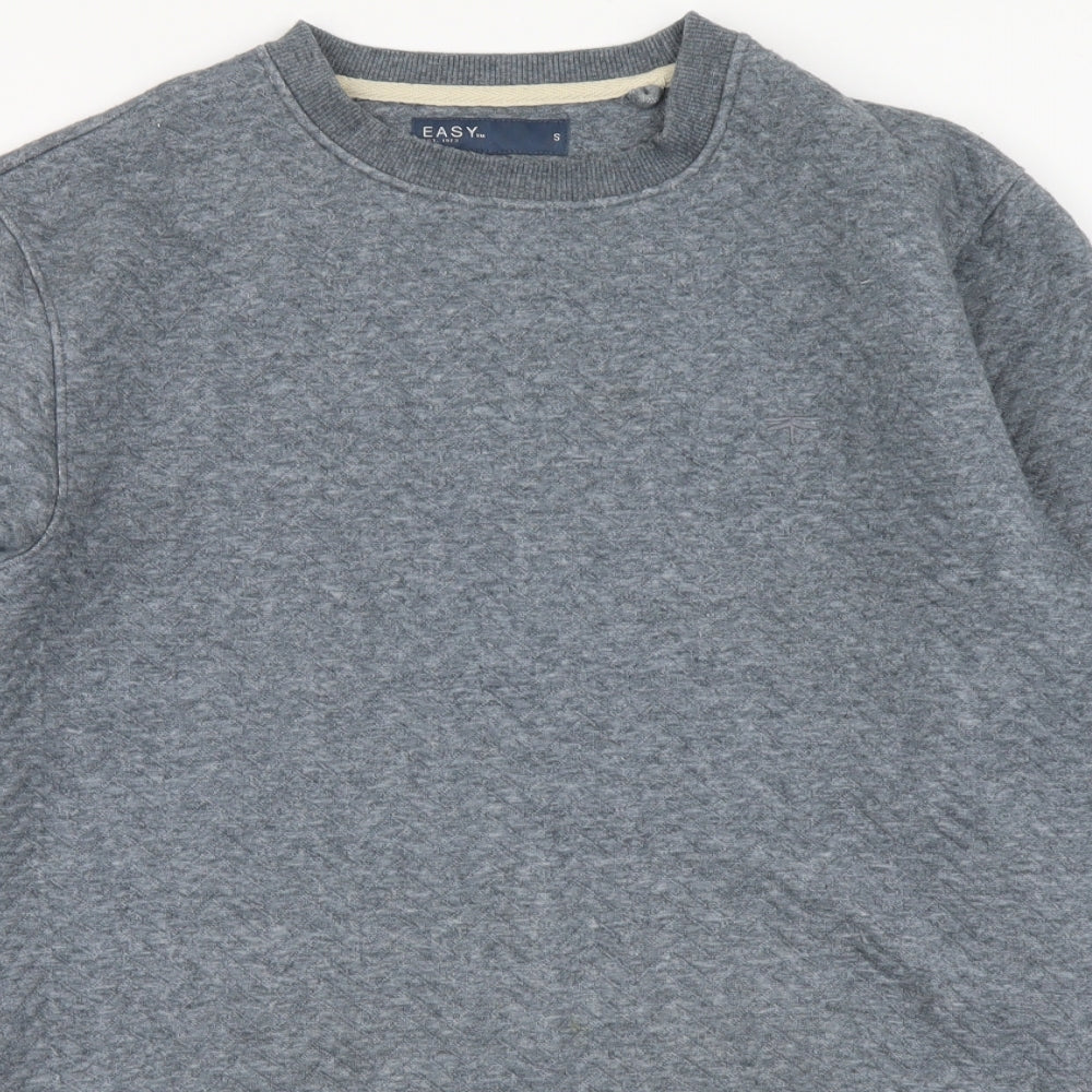 Mens UK Size S Easy Blue Henley Hoodie
