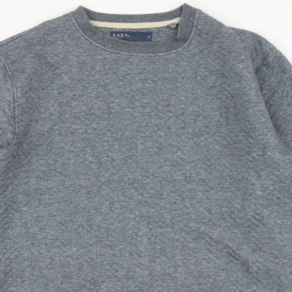 Mens UK Size S Easy Blue Henley Hoodie