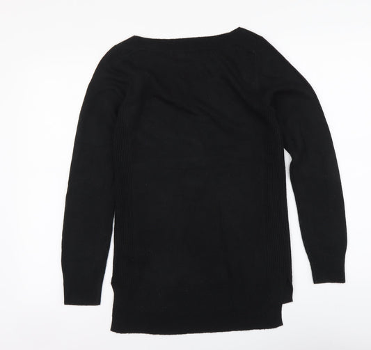 F&F Womens Black Boat Neck Acrylic Pullover Jumper Size 6