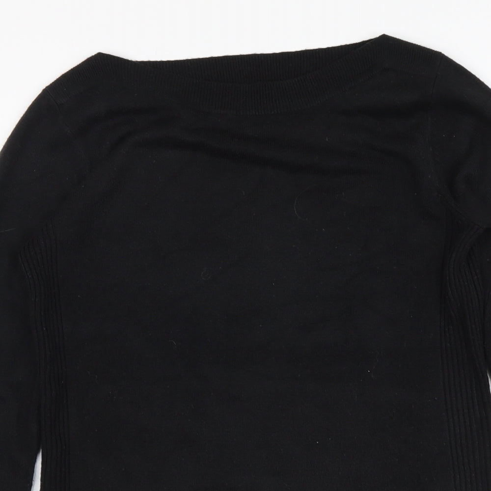 F&F Womens Black Boat Neck Acrylic Pullover Jumper Size 6