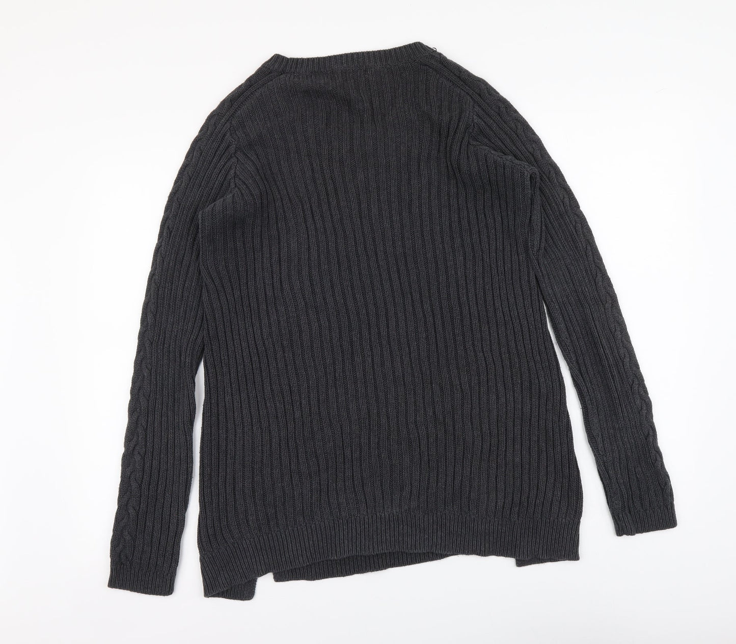 Jeanne Pierre Womens Grey Round Neck Acrylic Pullover Jumper Size M