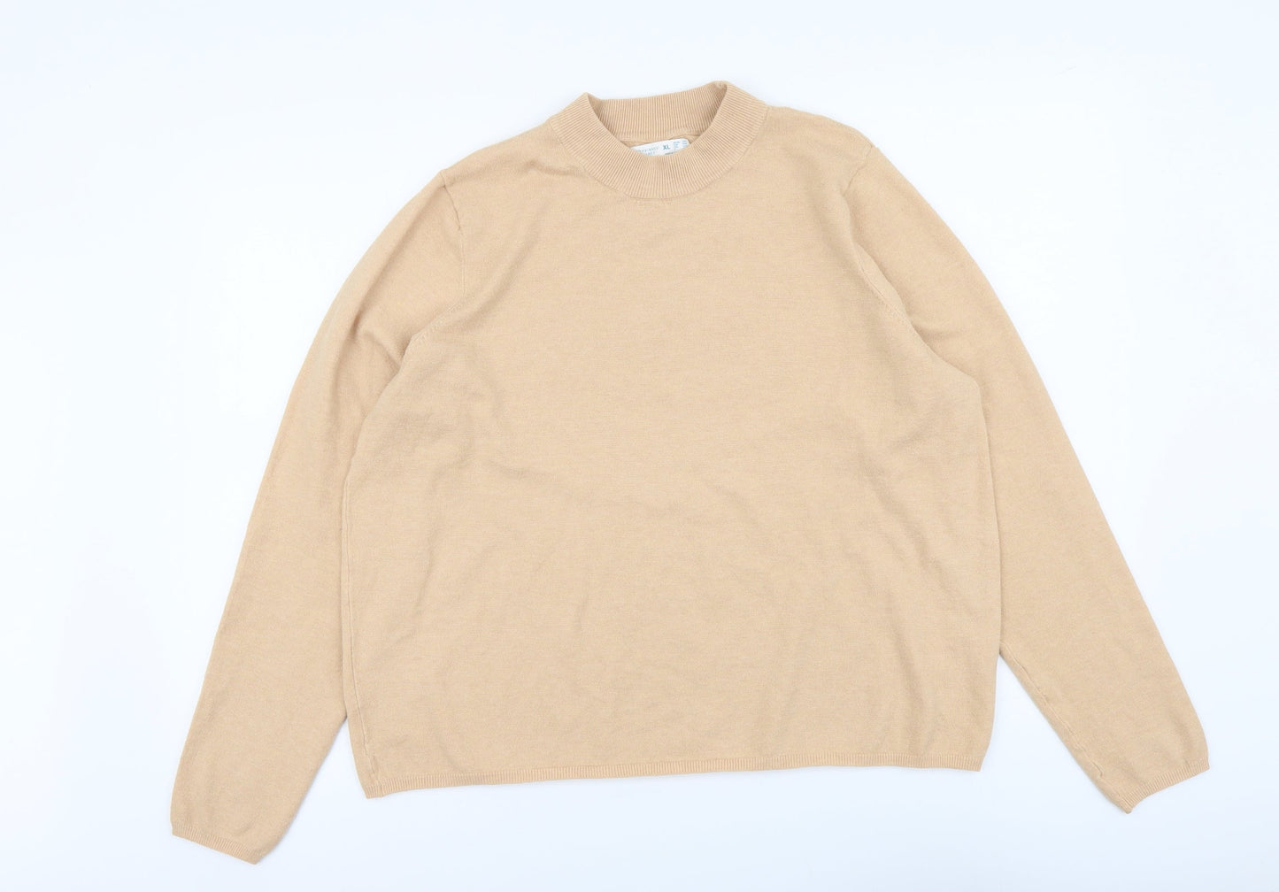 Primark Womens Beige Mock Neck Polyester Pullover Jumper Size XL