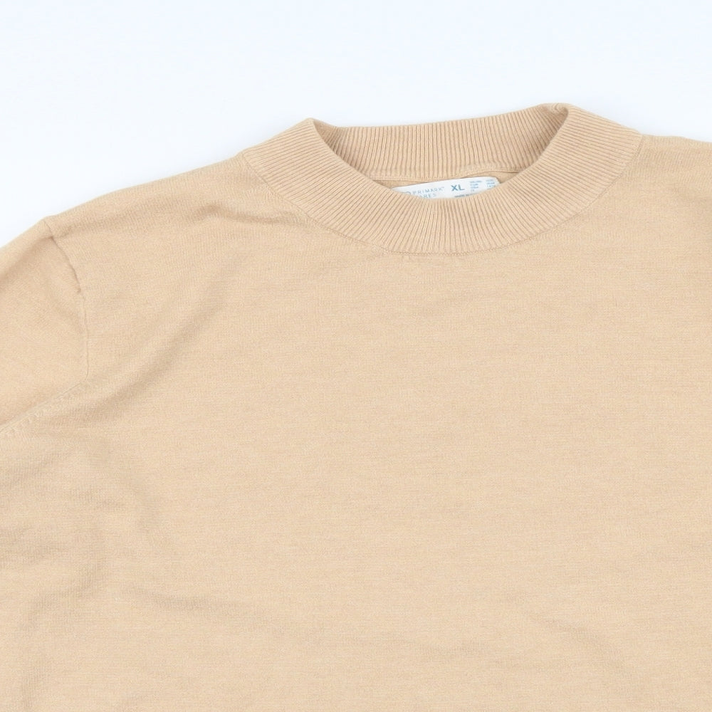 Primark Womens Beige Mock Neck Polyester Pullover Jumper Size XL